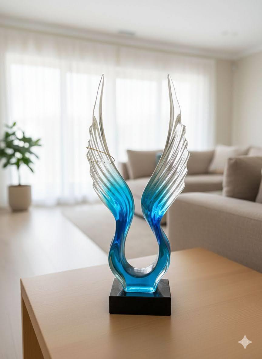Light Blue Abstract Wings Decor
