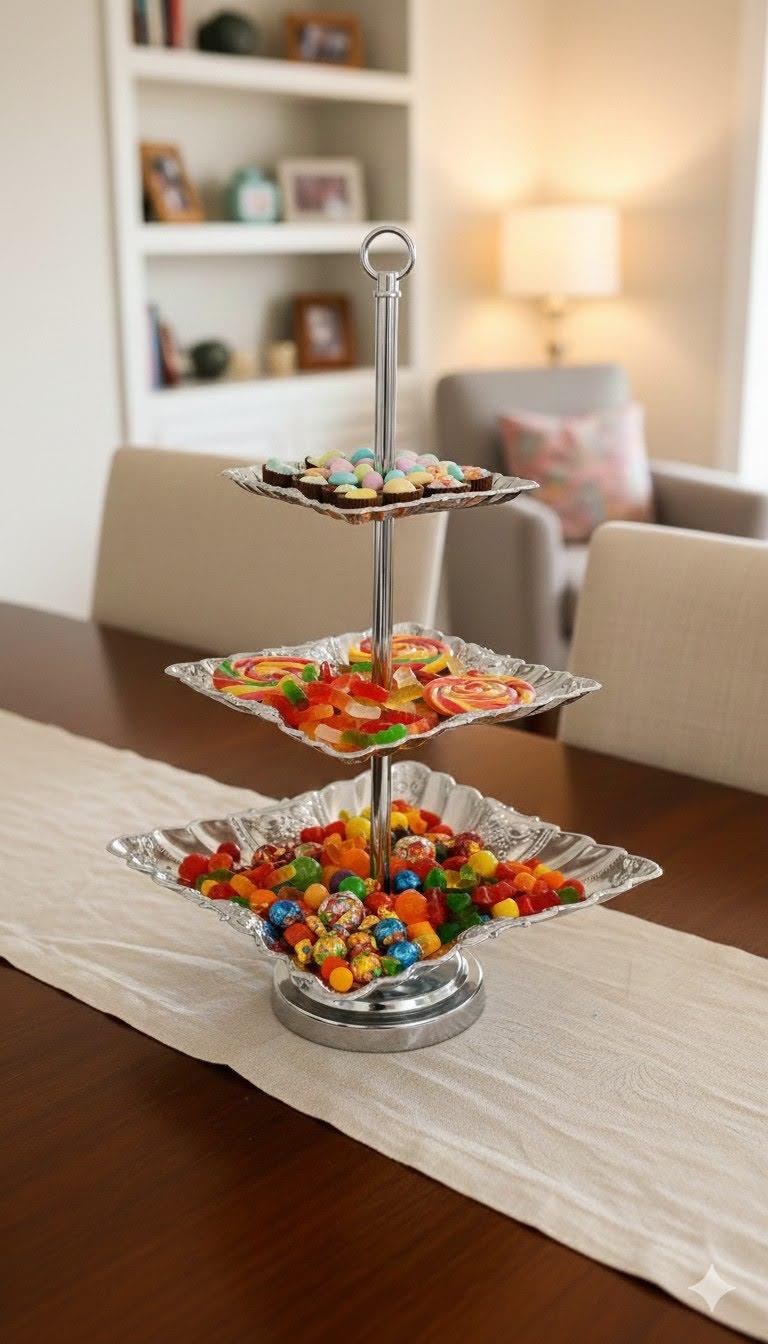 Silver 3 Tier Serving Stand
