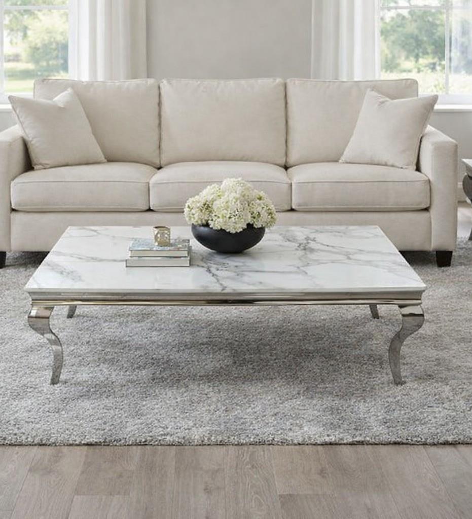 Silver Plated Marble Coffee Table