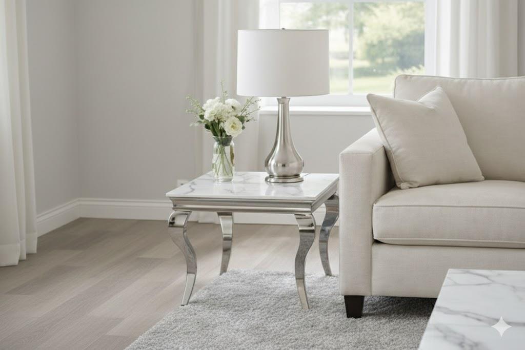 Silver Plated Marble Side Tables