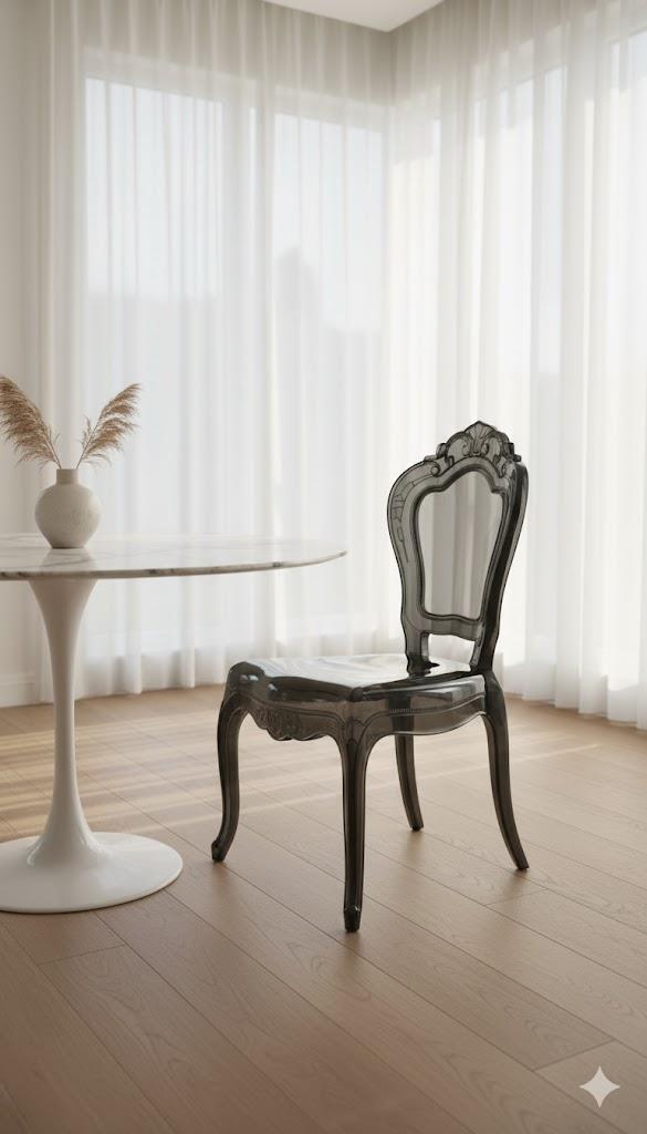 4-Piece Set Nordic Black Transparent Acrylic Dining Chair