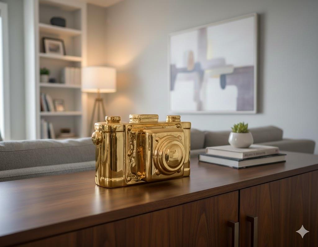 2-Piece Set Gold Camera
