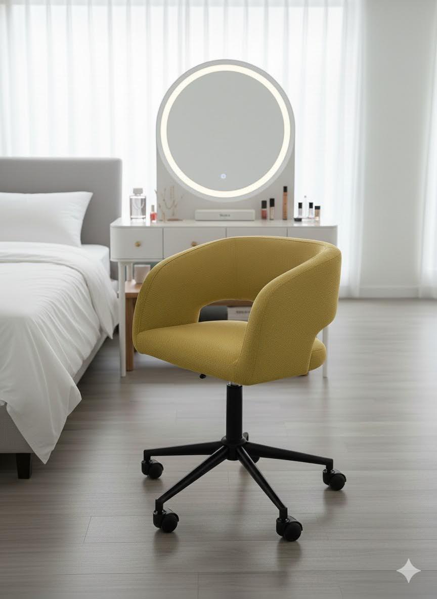 Yellow Vanity Chair with Metal Frame