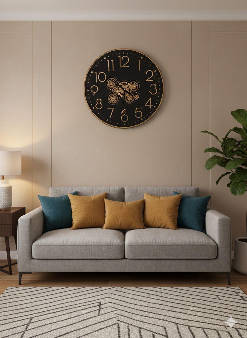 Decorative Mechanical Style Wall Clock Gold