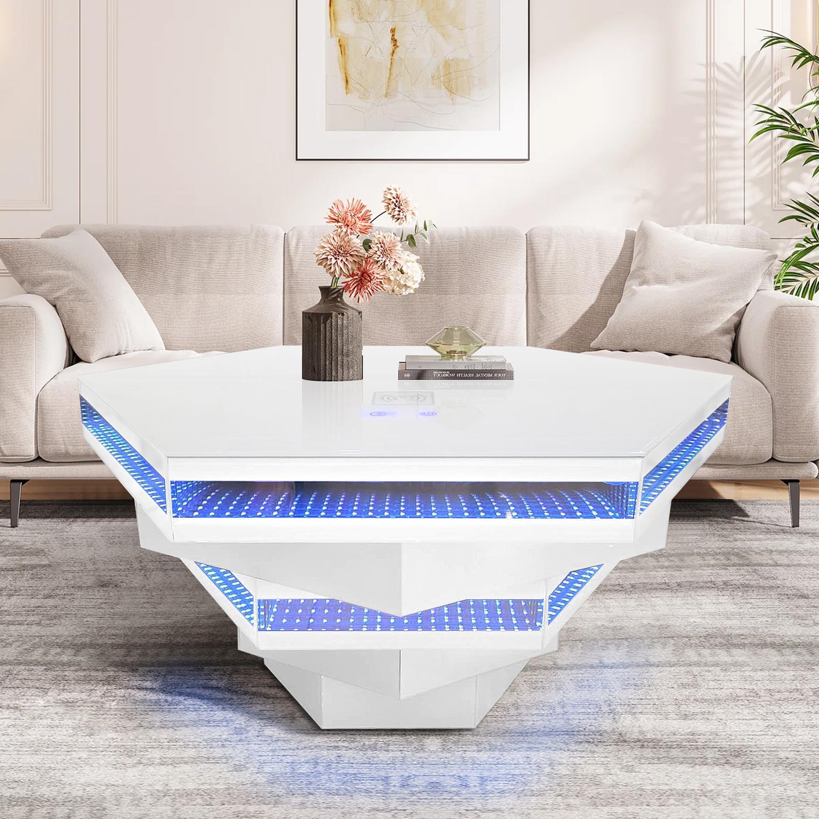 White Unique Hexagonal Coffee Table