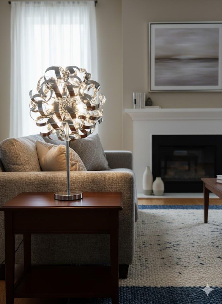 Silver Curls LED Table Lamp