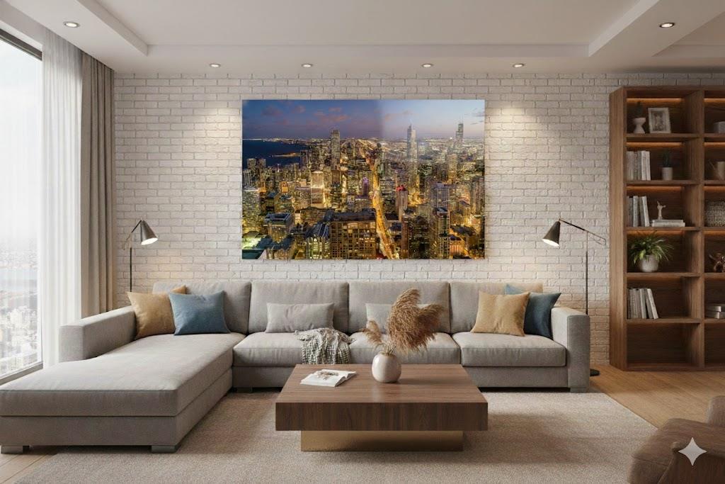 Wall Art Chicago Skyline At Dust — view 2
