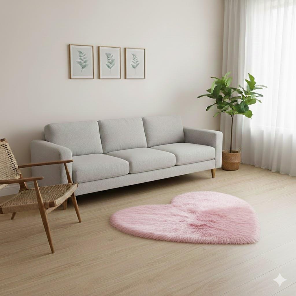 Heart-Shaped Decorative Item Covered in Pink Faux Fur