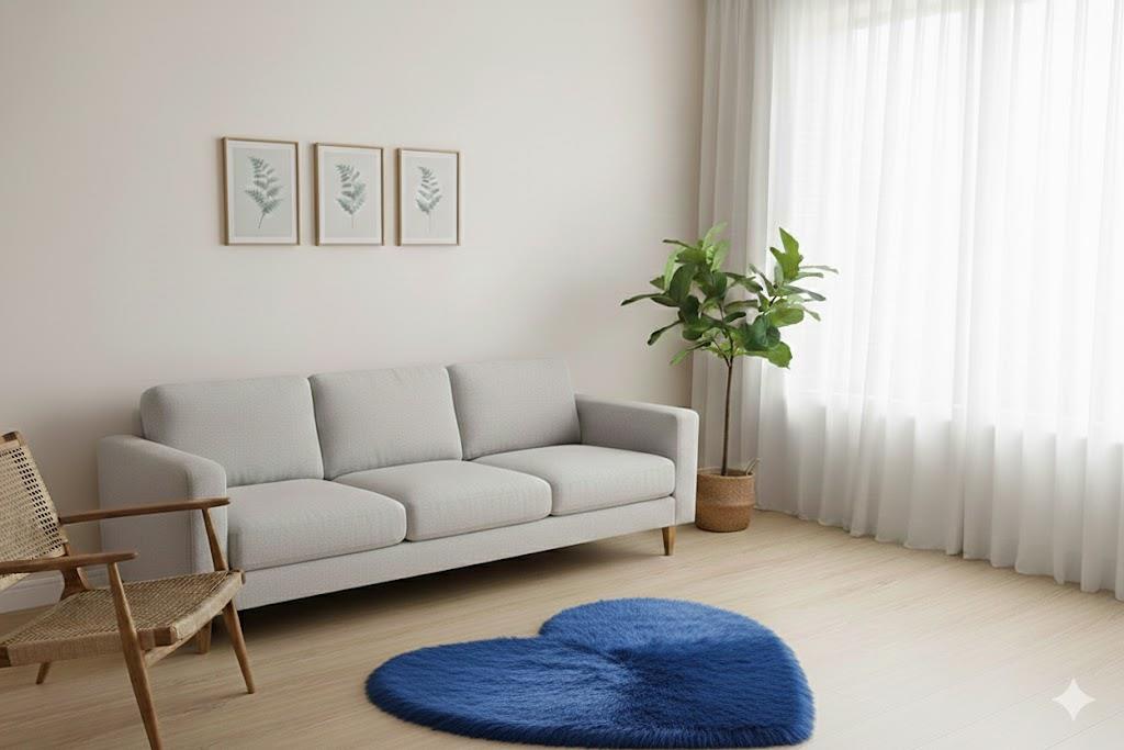 Heart-Shaped Decorative Item Covered in Blue Faux Fur