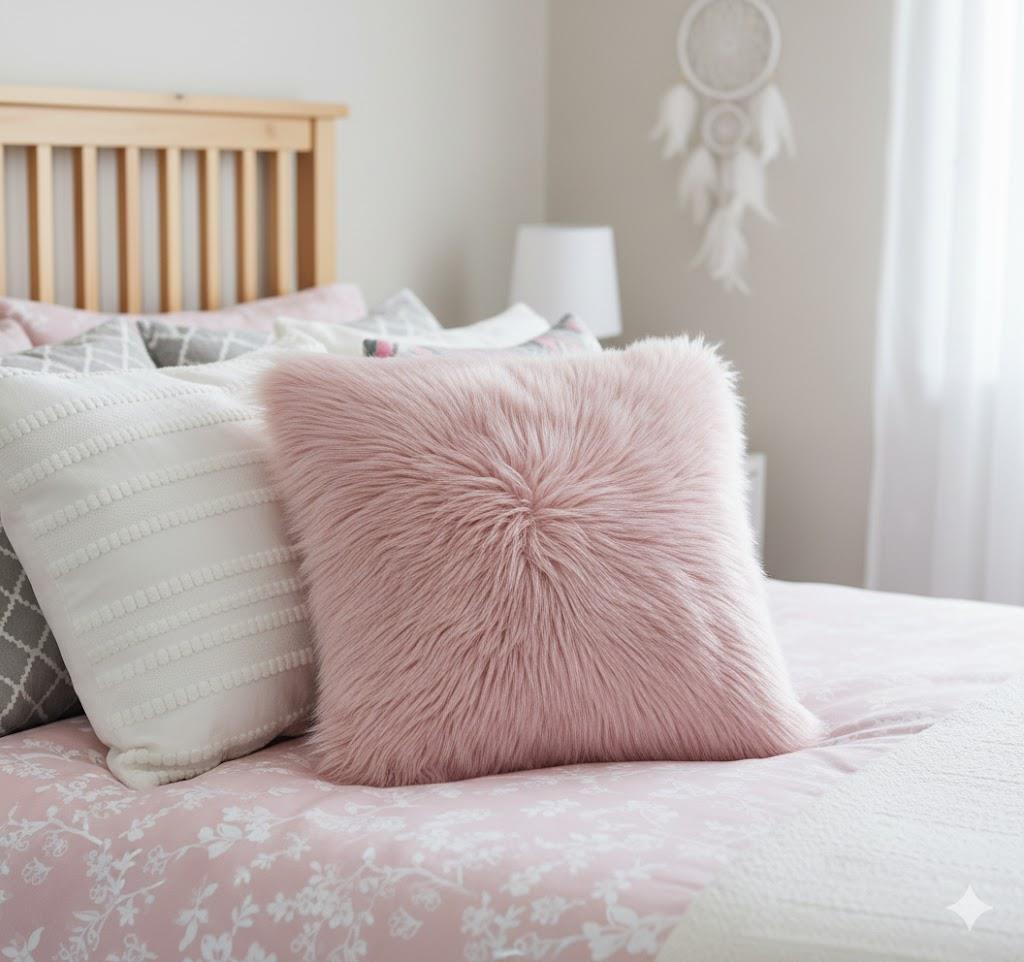 Pink Faux Fur Pillow