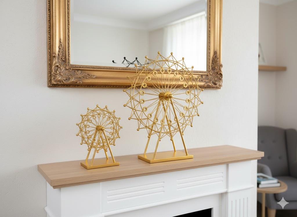 Gold Ferris Wheel Figurine 14 × 13