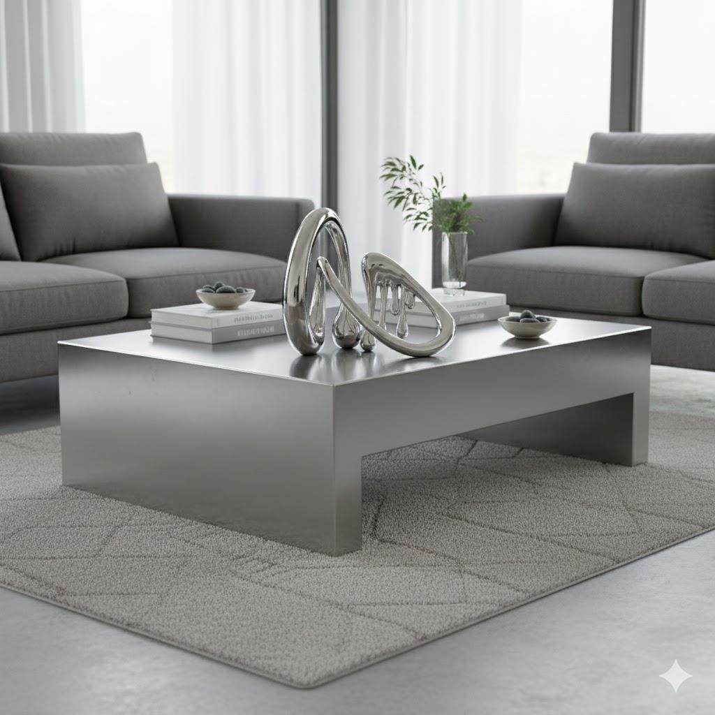Silver Liquid Abstract Table Decor