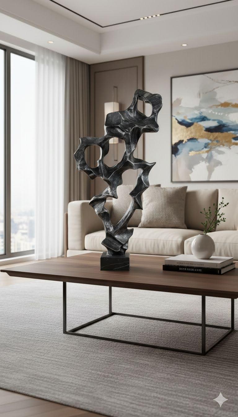 Modern Abstract Black Sculptural Accent Piece