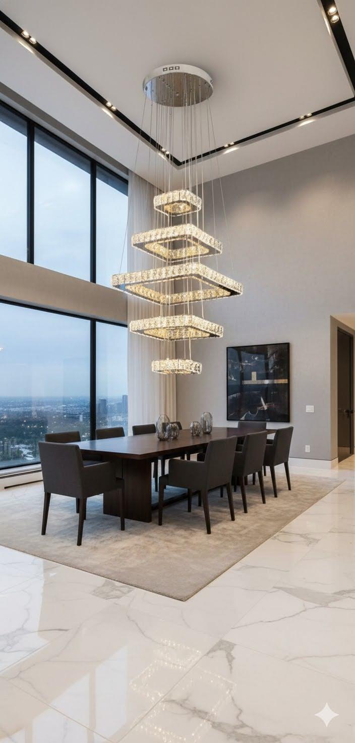 Remote Control LED Chandelier Adjustable Tri-Tone LED Light