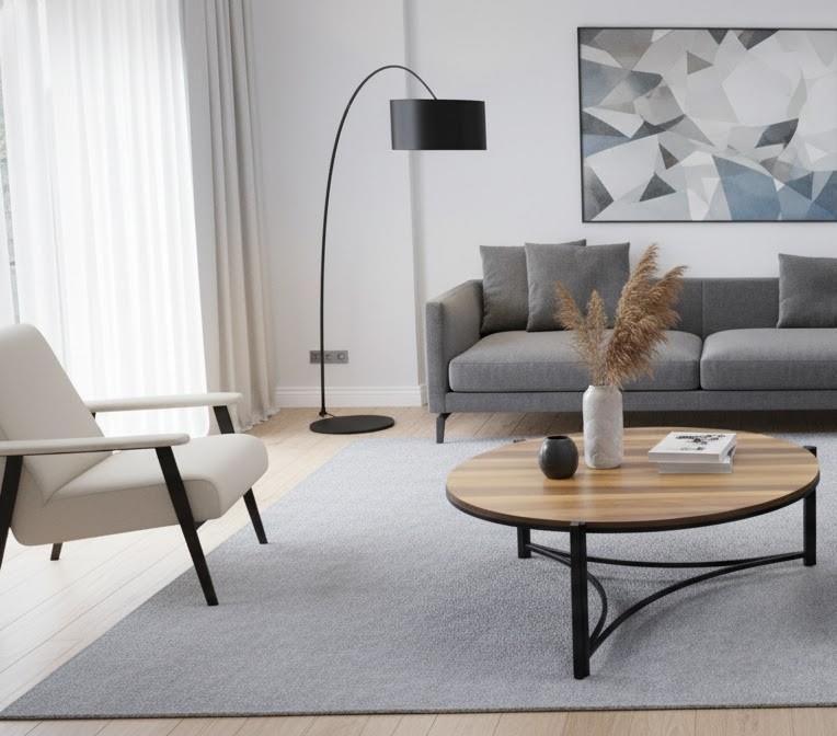 Vav Borulu Black Wood Top Coffee Table
