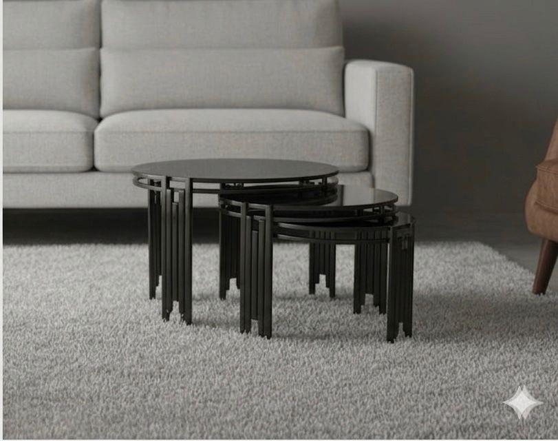 Sude Black Mirror Top 3-Piece Side Tables