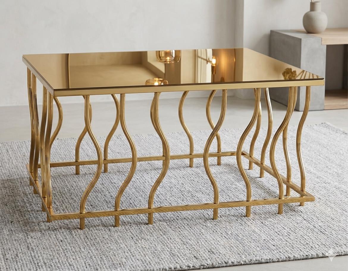 Kare Mihrap Gold Mirrored Top Coffee Table