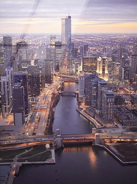 Tempered Glass Chicago Downtown Aerial View — view 2
