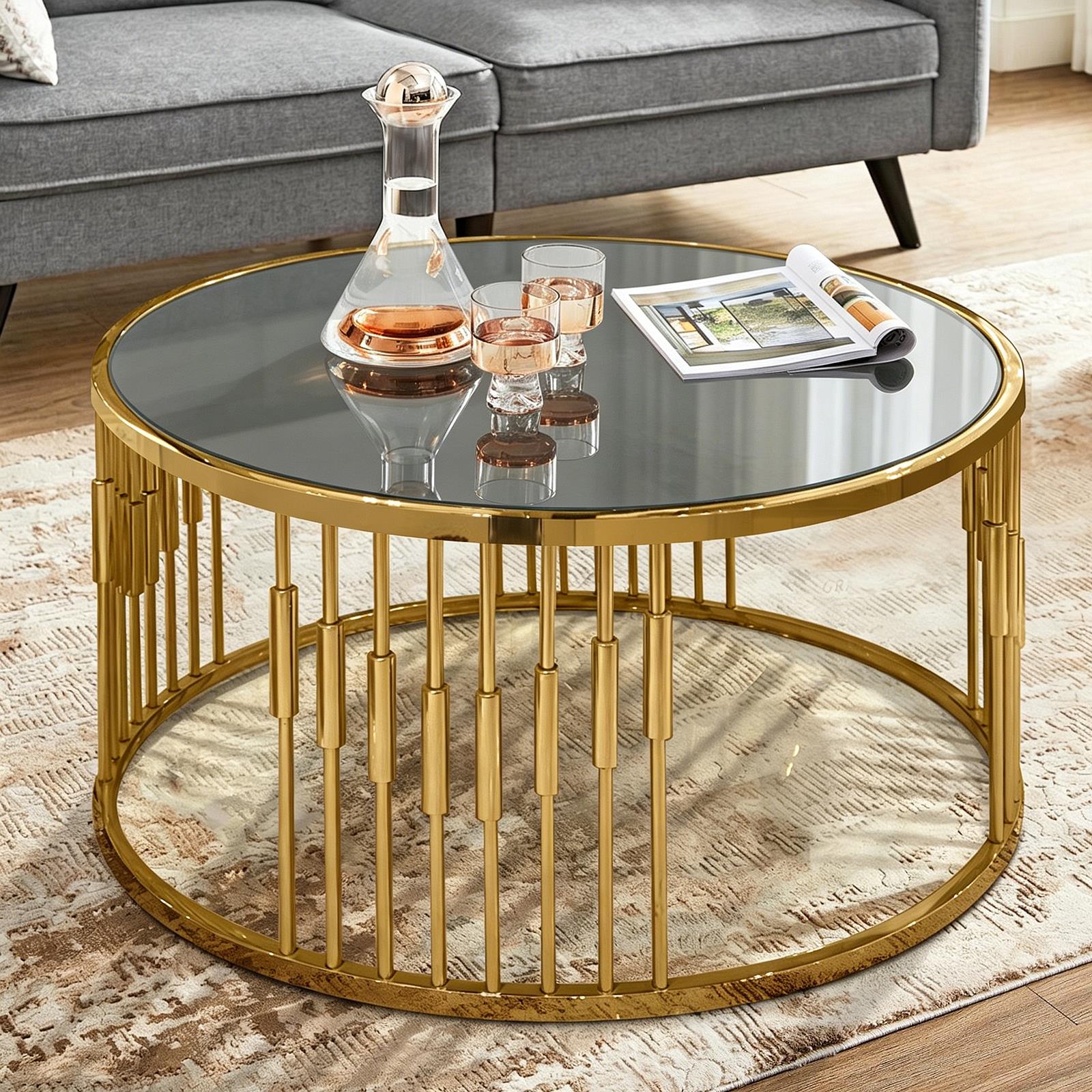Gold Glass Top Coffee Table