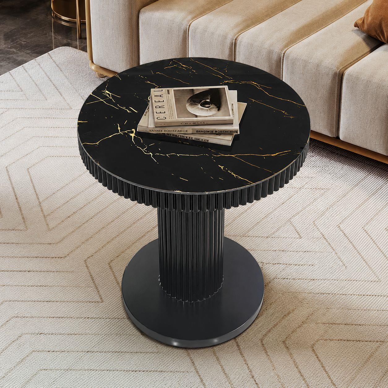 Black Marble Top Side Table