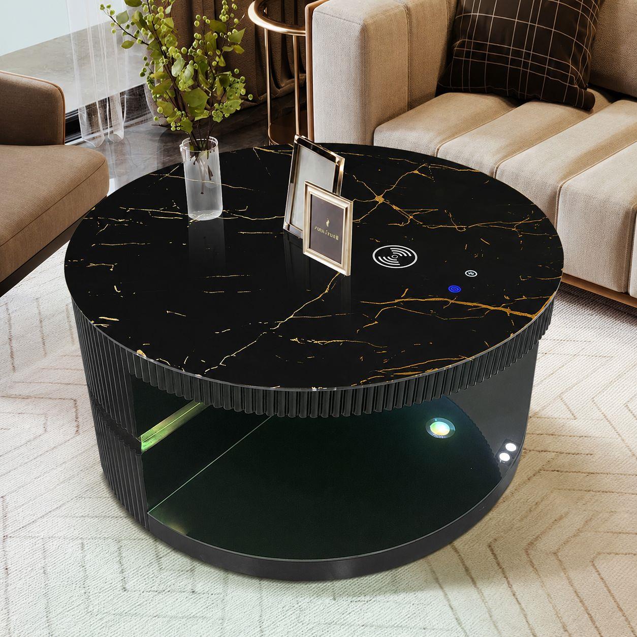 Black Marble Top Coffee Table