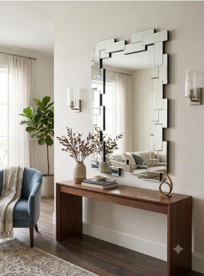 Frameless Beveled Rectangular Wall Mirror