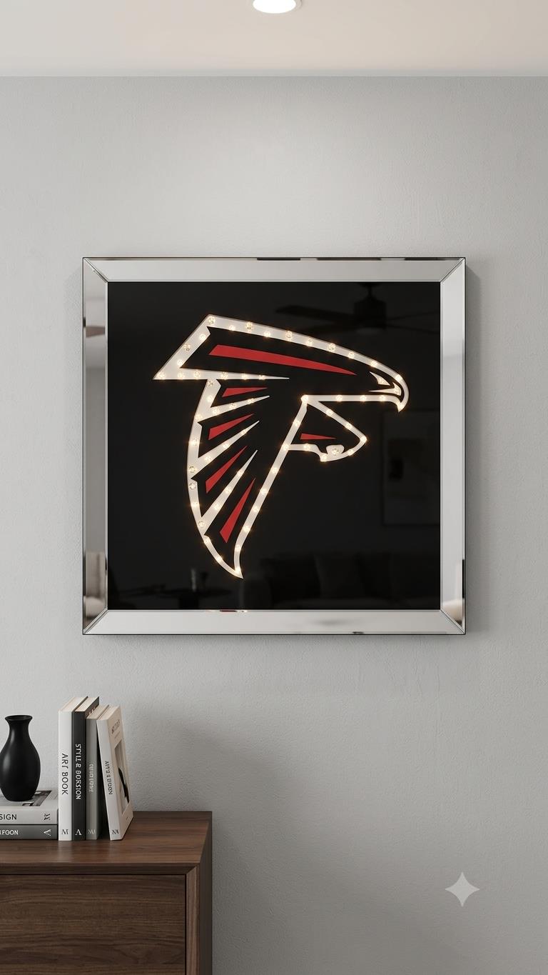 Mirrored Beveled Frame of The Atlanta Falcon Logo