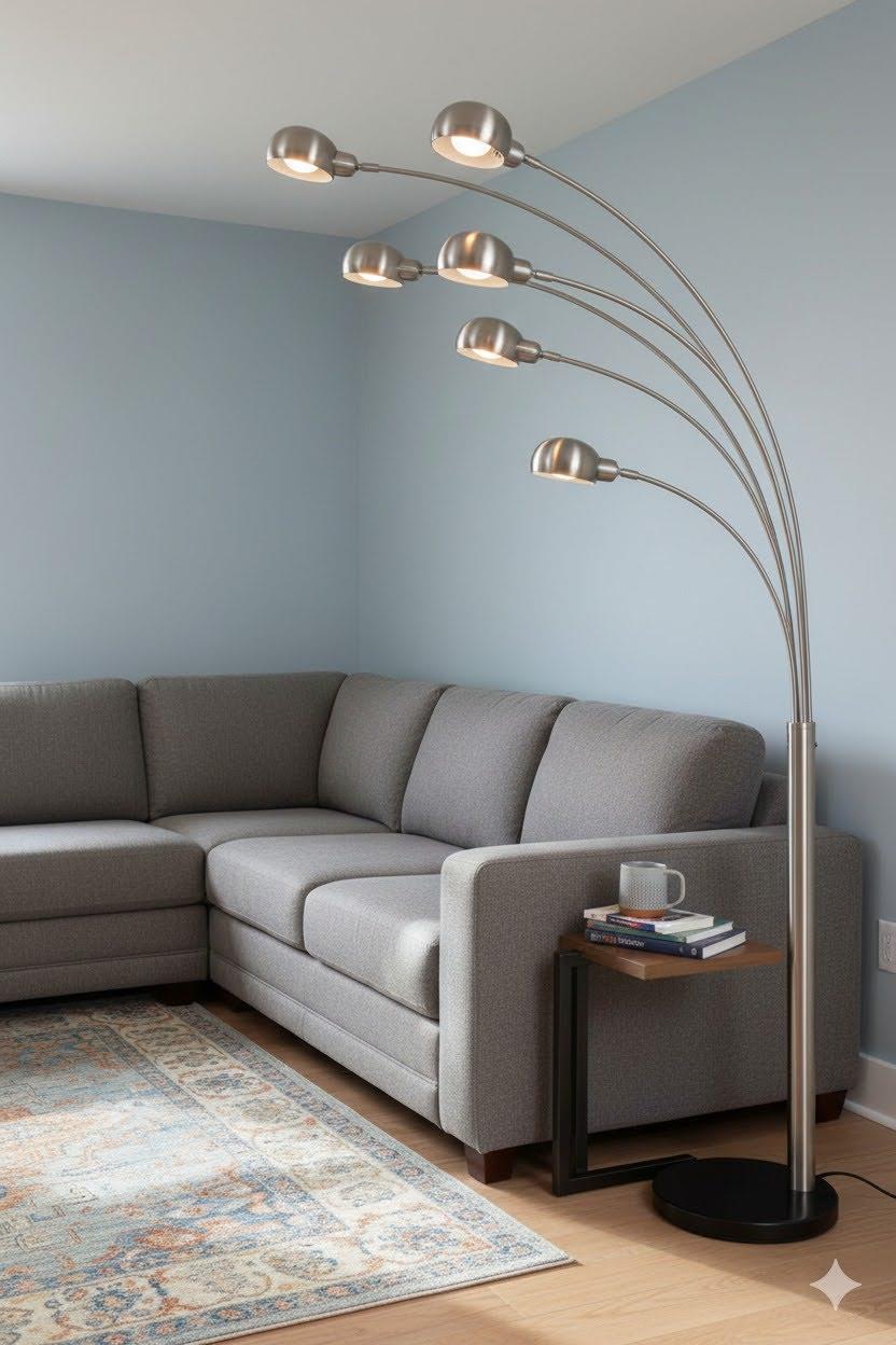Silver 5 Light Floor Lamp