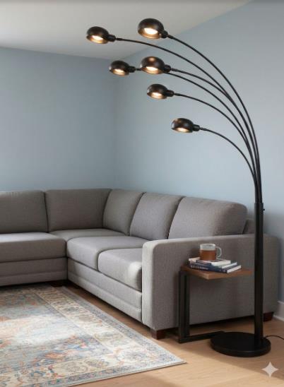 Black 5 Light Floor Lamp