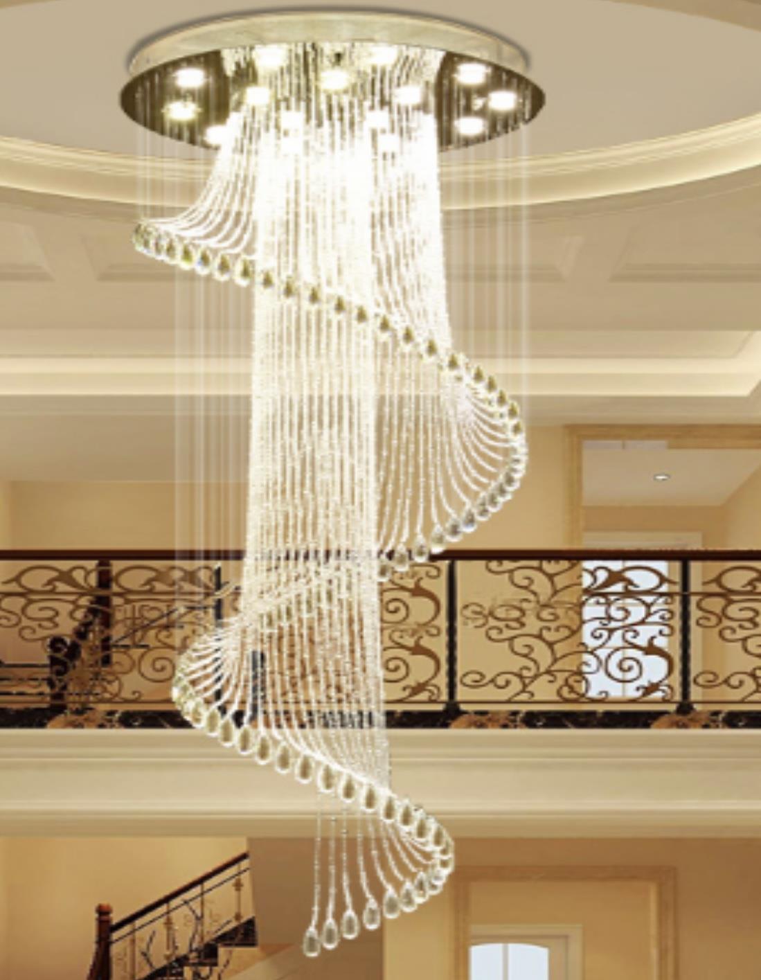Modern Spiral Sphere Crystal Chandelier 80"