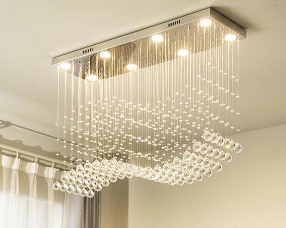Modern Rectangular Crystal Chandelier 30 × 10" × 30"