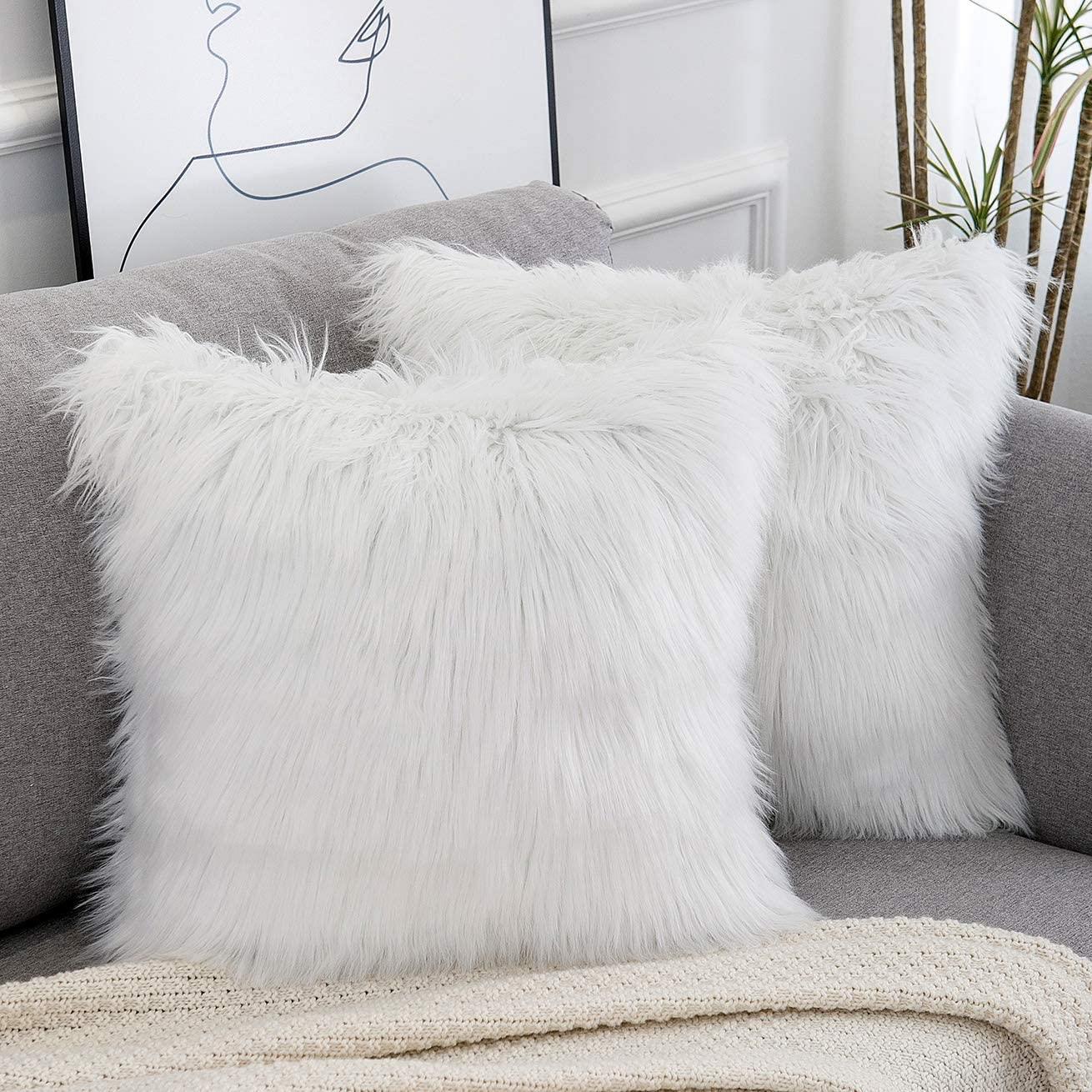 White Faux Fur Pillow