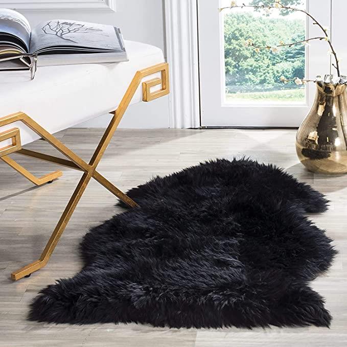 Black Faux Fur Rug