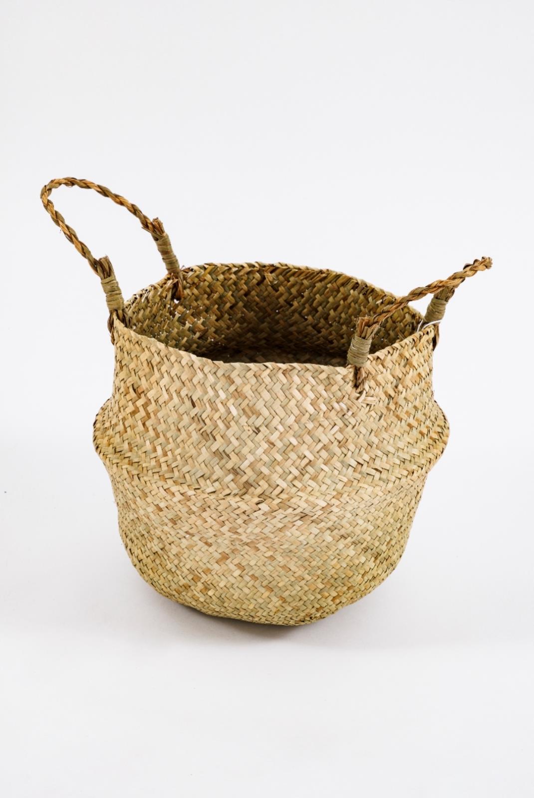 Woven Seagrass Belly Basket for Storage Plant