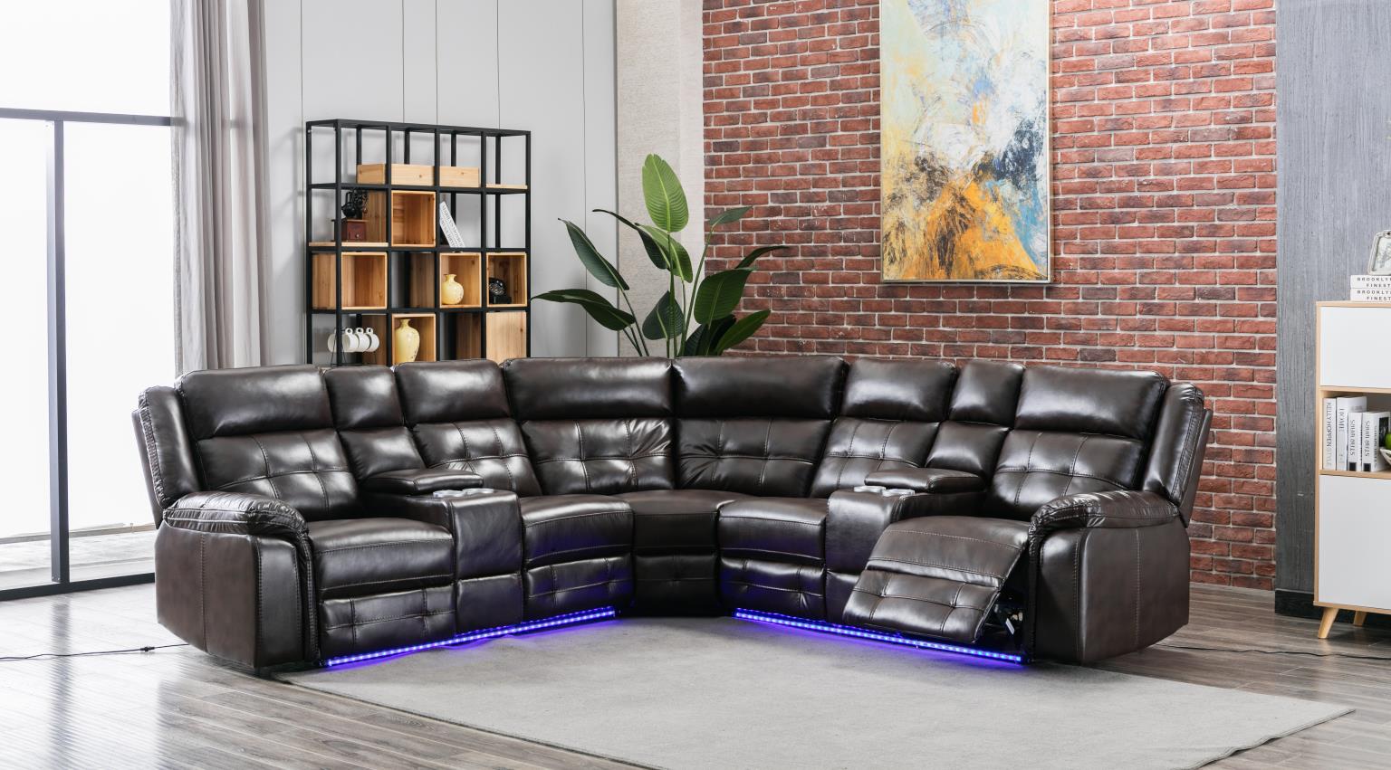 Brown 3 PC Power Reclining Sectional — photo 2