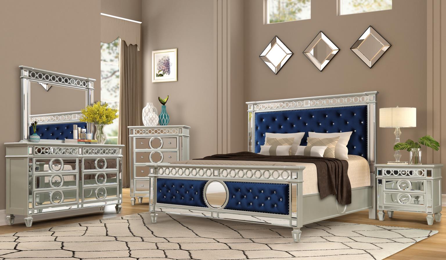 Blue Velvet Queen Bed — photo 2