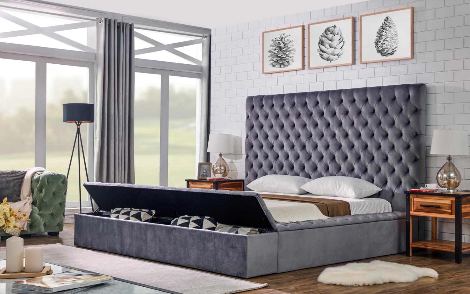 Gray Velvet Bed — photo 2