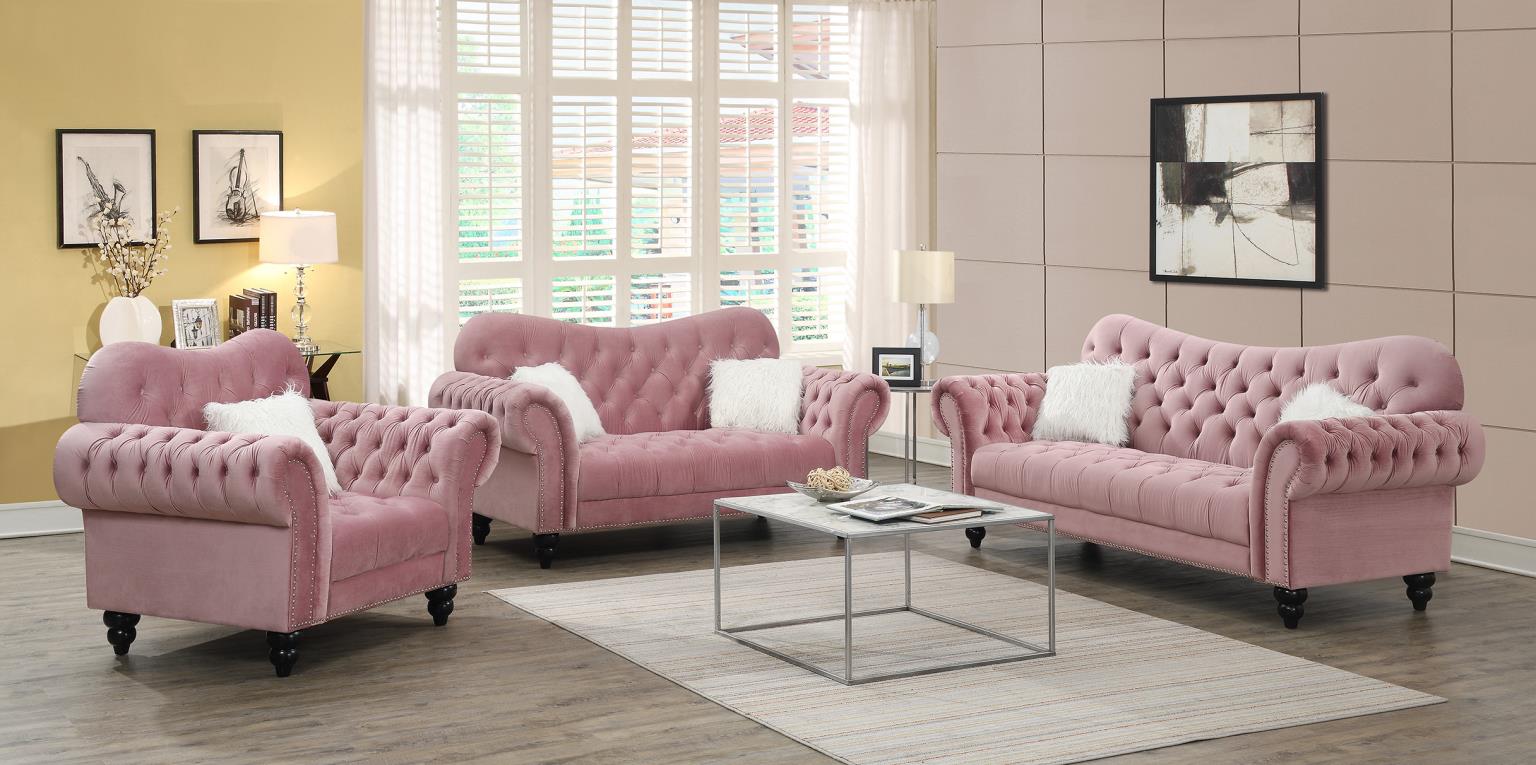 Pink W White Fur Pillows Wooden Legs