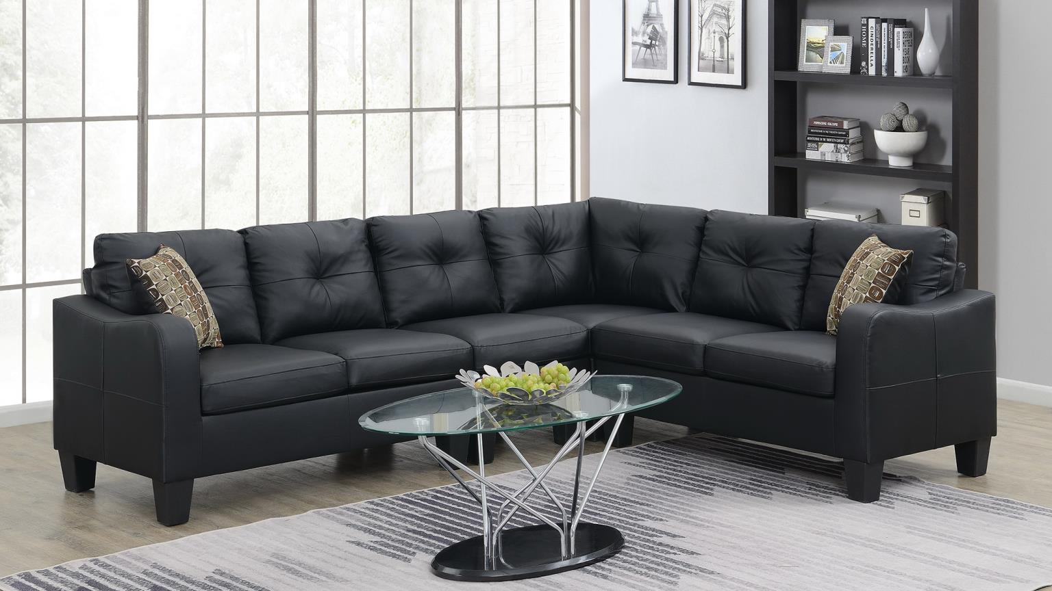 Black Leather 4 PC Sectional