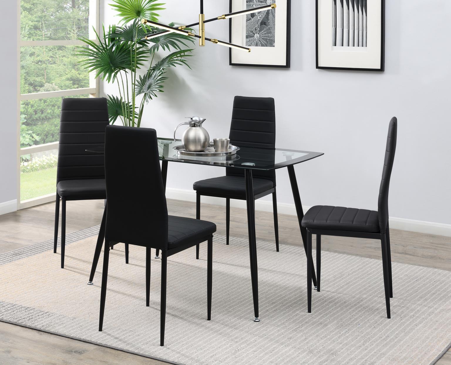 Black Dining Table & 4 Chairs — photo 2