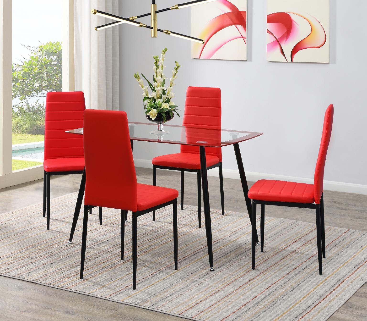 Red Dining Table & 4 Chairs — photo 2