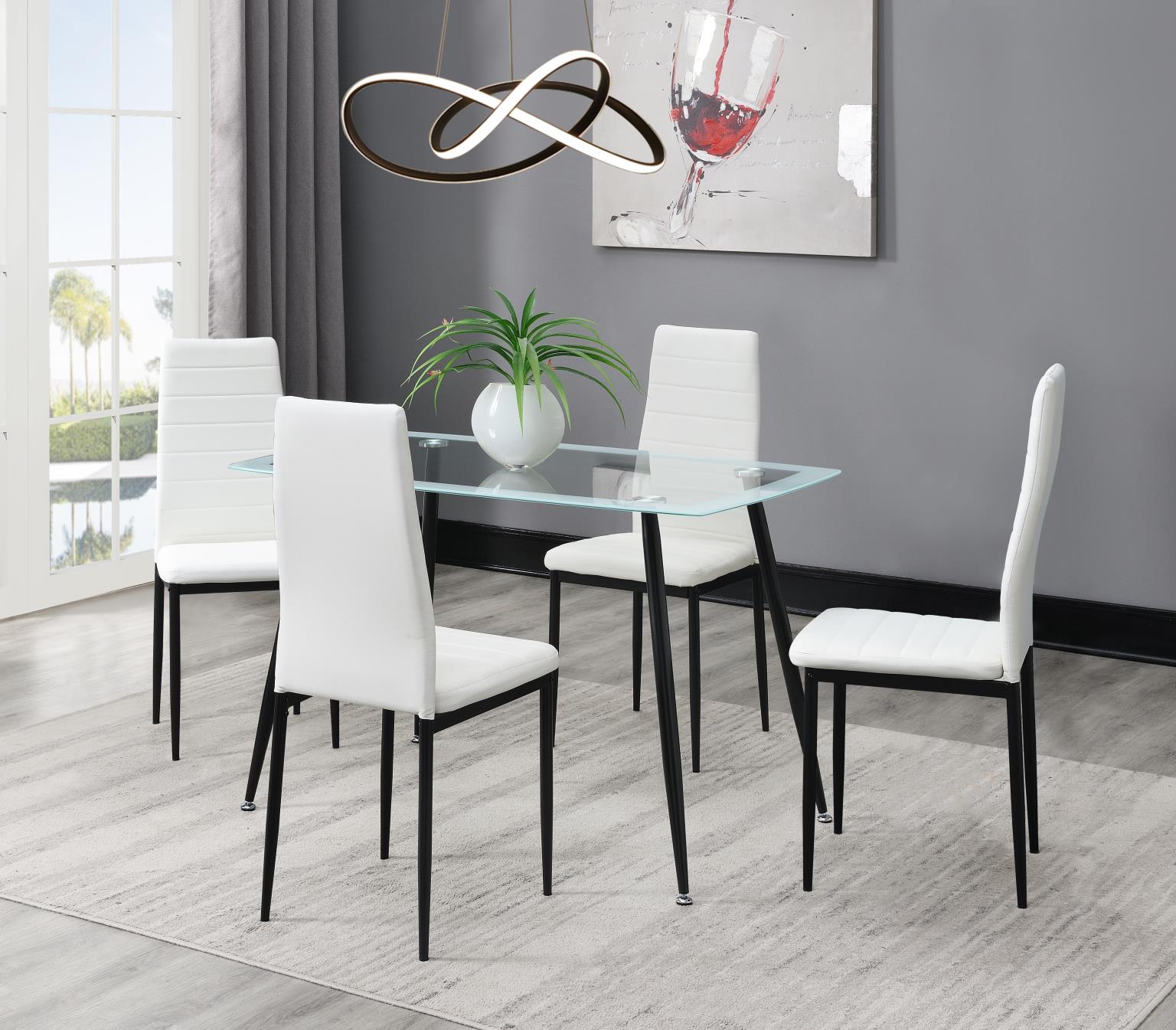 White Dining Table & 4 Chairs — photo 2