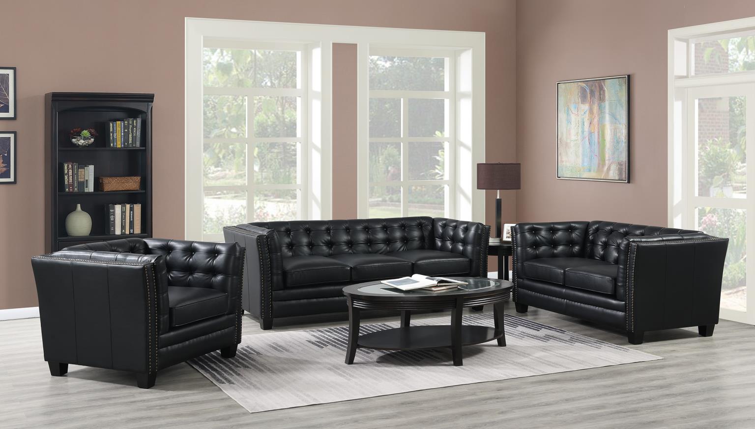 Black Pu Ottoman
