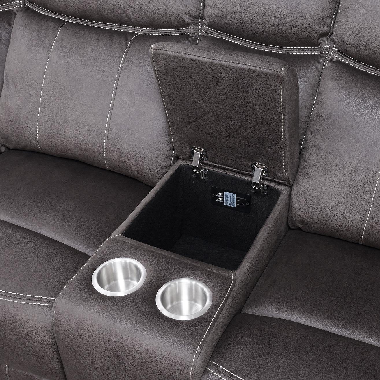 Brown Fabric 3 PC Reclining Sectional — photo 2