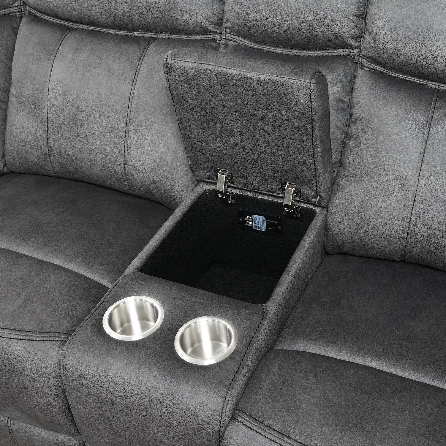 Gray Fabric 3 PC Reclining Sectional — photo 2