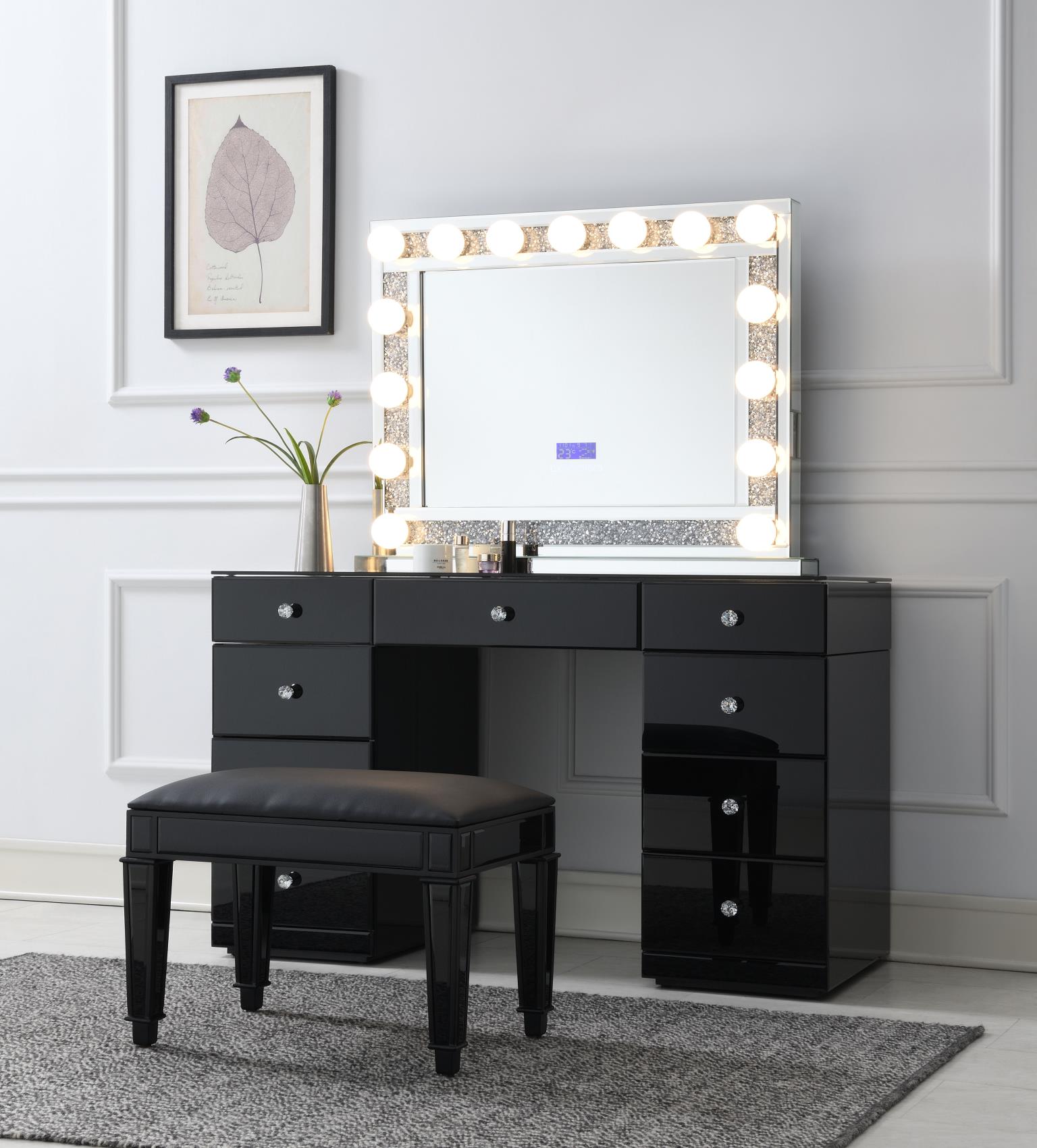 Glamour Vanity Set (Dresser + Mirror Bluetooth Speaker with Lights)