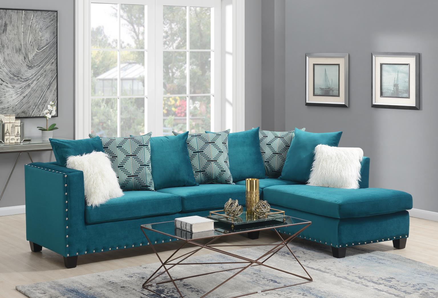 Navy Blue 2 PC Sectional