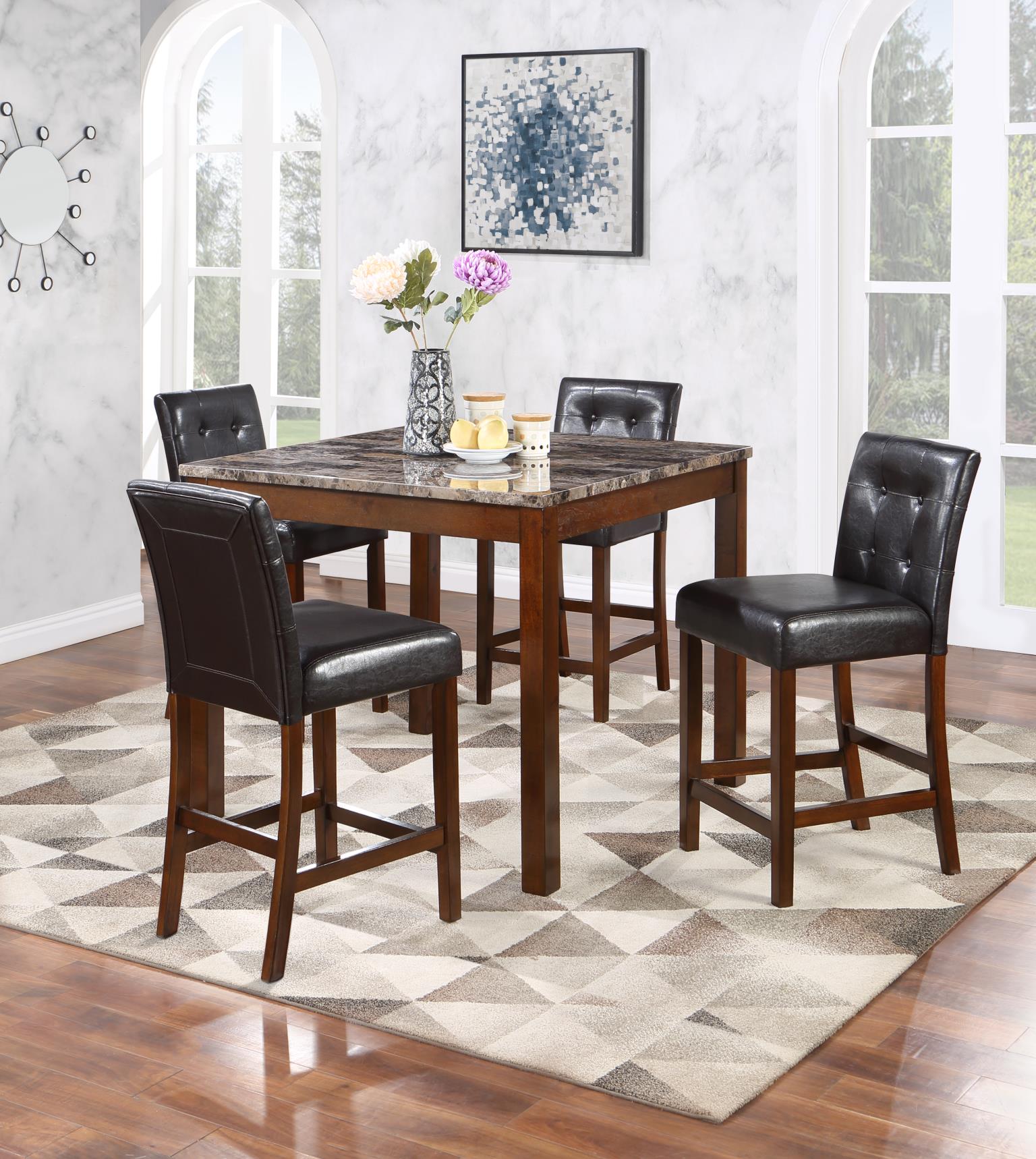 Brown Counter Table W/ 4 Chairs