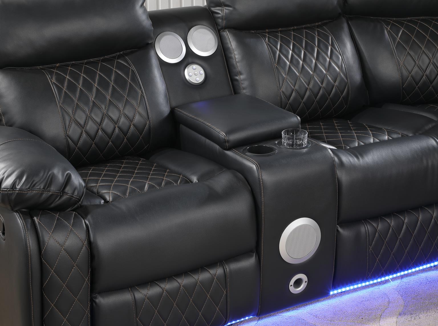 Black Motion 3 PC Sectional W/Bluetooth Speaker — photo 4