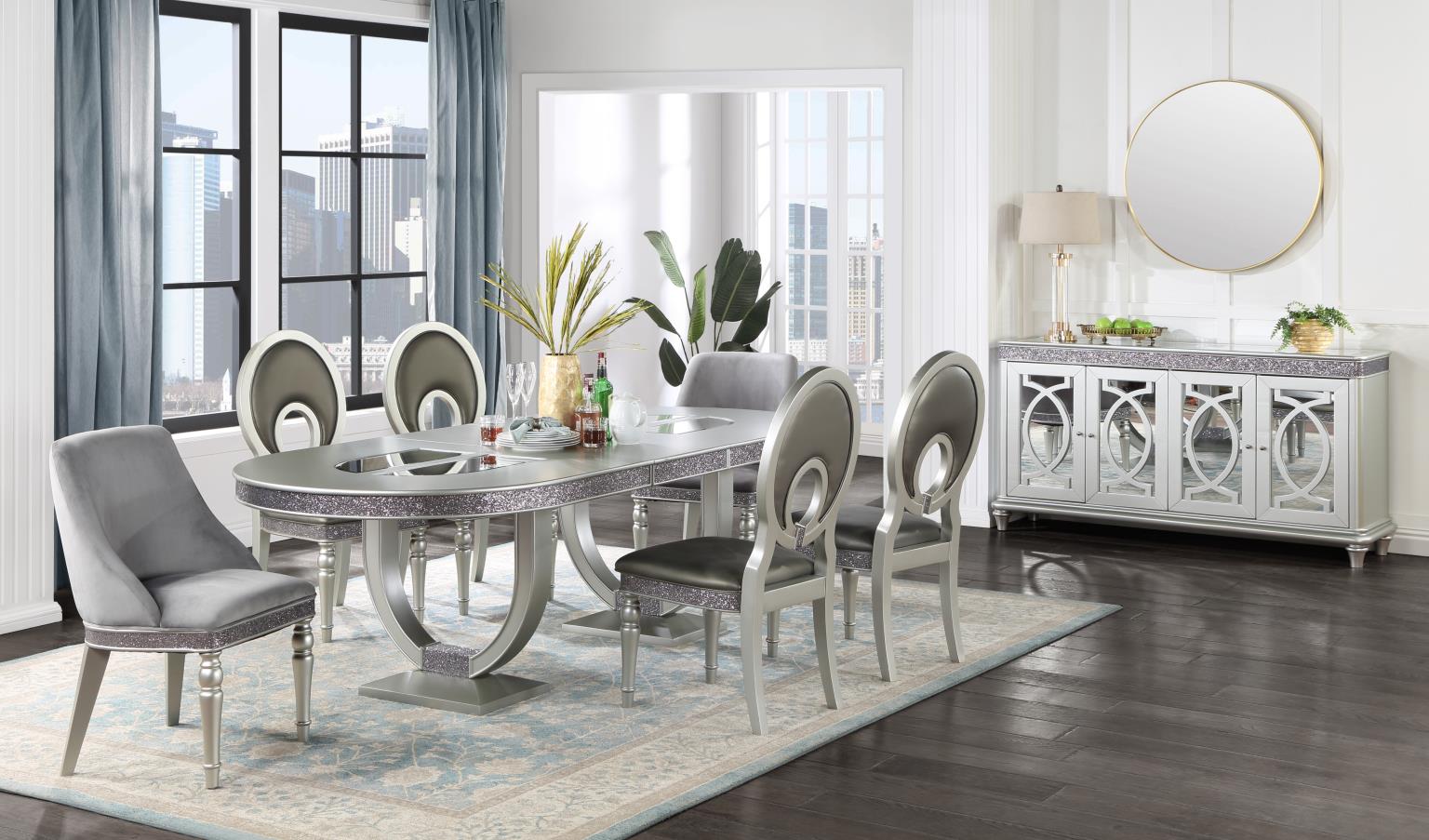 Dining Table & 4 Side Chairs & 2 Arm Chairs